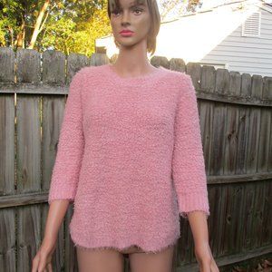 Pink "Fuzzy" Sweater / 3/4 Sleeves